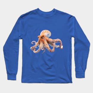 Orange Octopus Long Sleeve T-Shirt